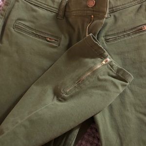 Army green and gold skinny jeans